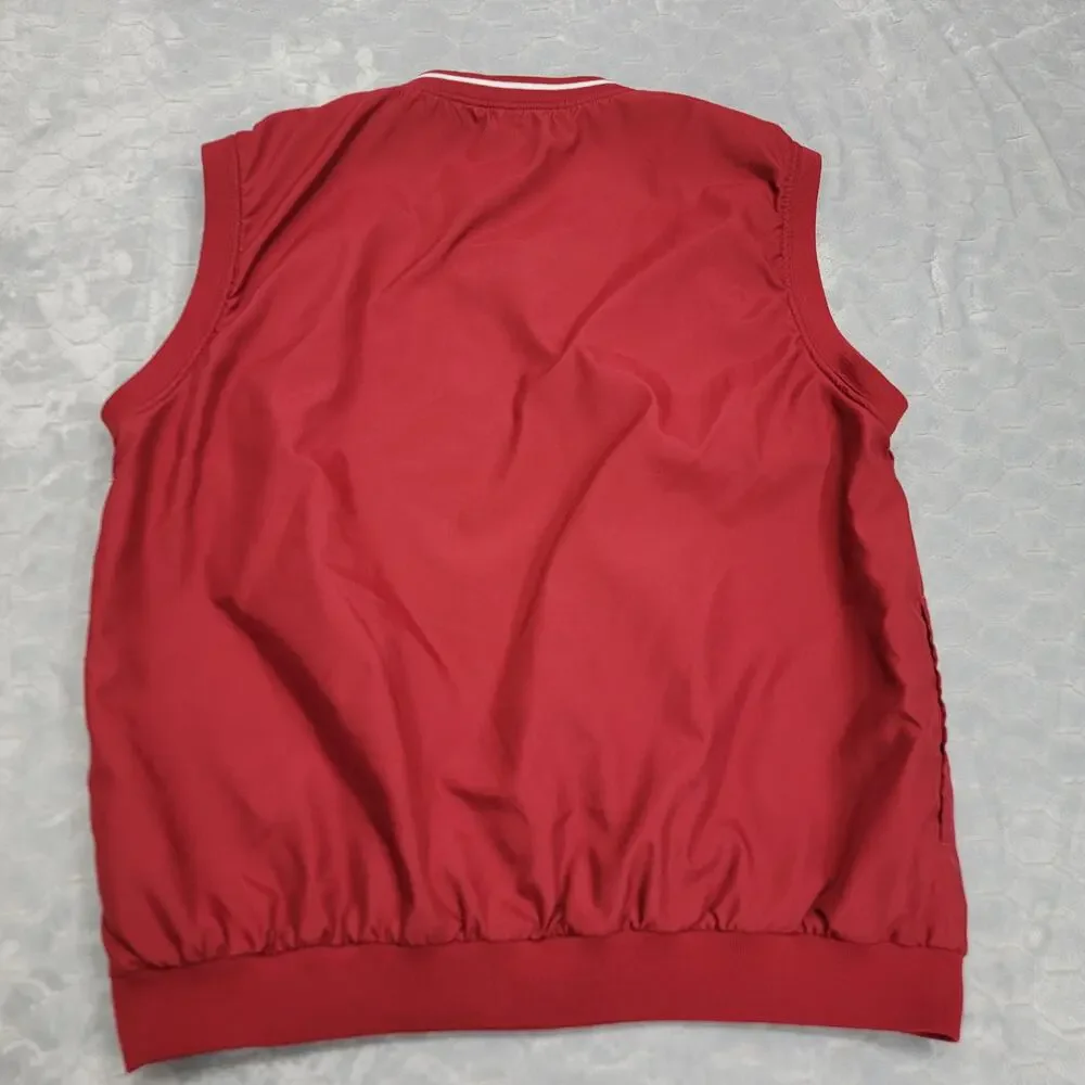 Vintage Red Oak Oklahoma Sooners Golf Wind Vest Pullover Mens XL Crimson